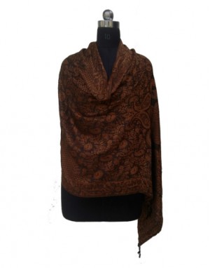 Women Viscose Designer Stole Brown
